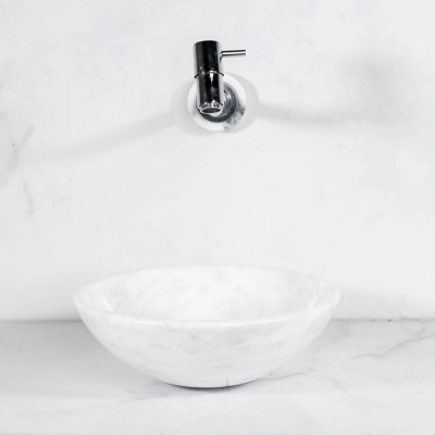 Cuba de Apoio Redonda 28 cm - Mármore Bianco Clássico