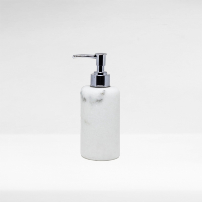 Porta Sabonete Cilíndrica Mármore Branco Carrarinha